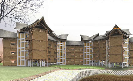 Arquitetos indianos criam prédio de bambu resistente a terremotos