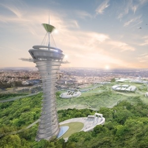 Projeto de torre de observação e de geração de energia renovável, que será instalada no ponto mais elevado da capital, na zona norte, caso São Paulo seja escolhida para sediar a Expo 2020